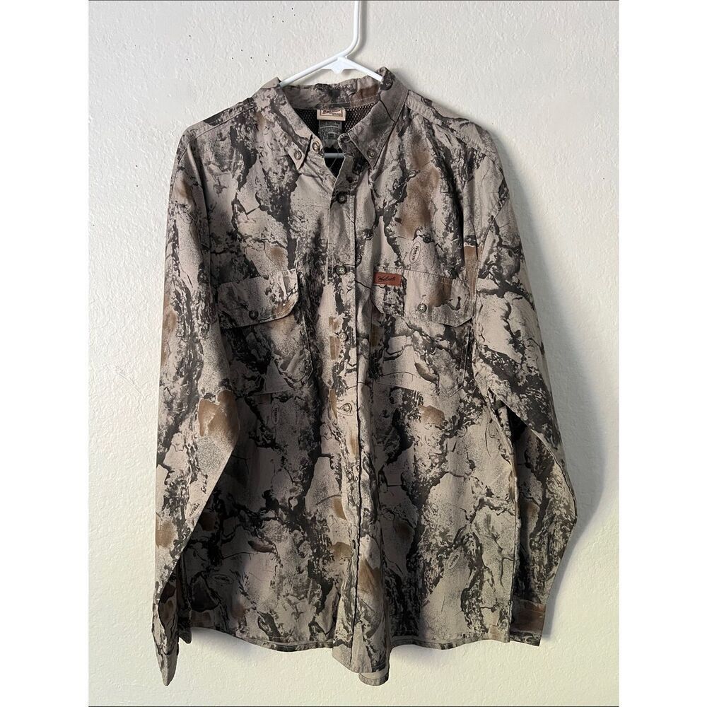 NWT WOOLRICH Outdoor Guide Collection Cotton Button Up Camo Shirt in Large